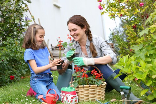 Low-maintenance garden landscaping in Isleworth with modern materials